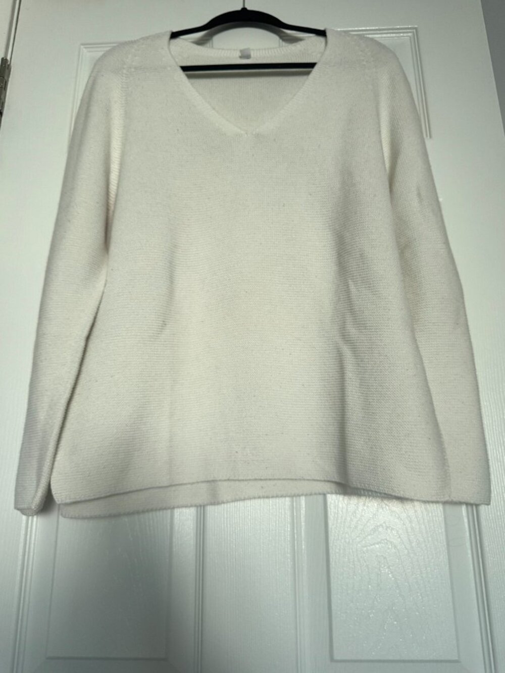 Uniqlo White Pullover Waffle Knit Sweater